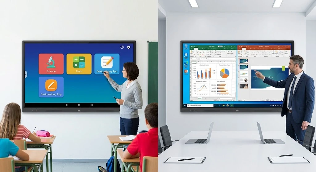 Perbandingan smart board IFP sistem operasi Android dan Windows
