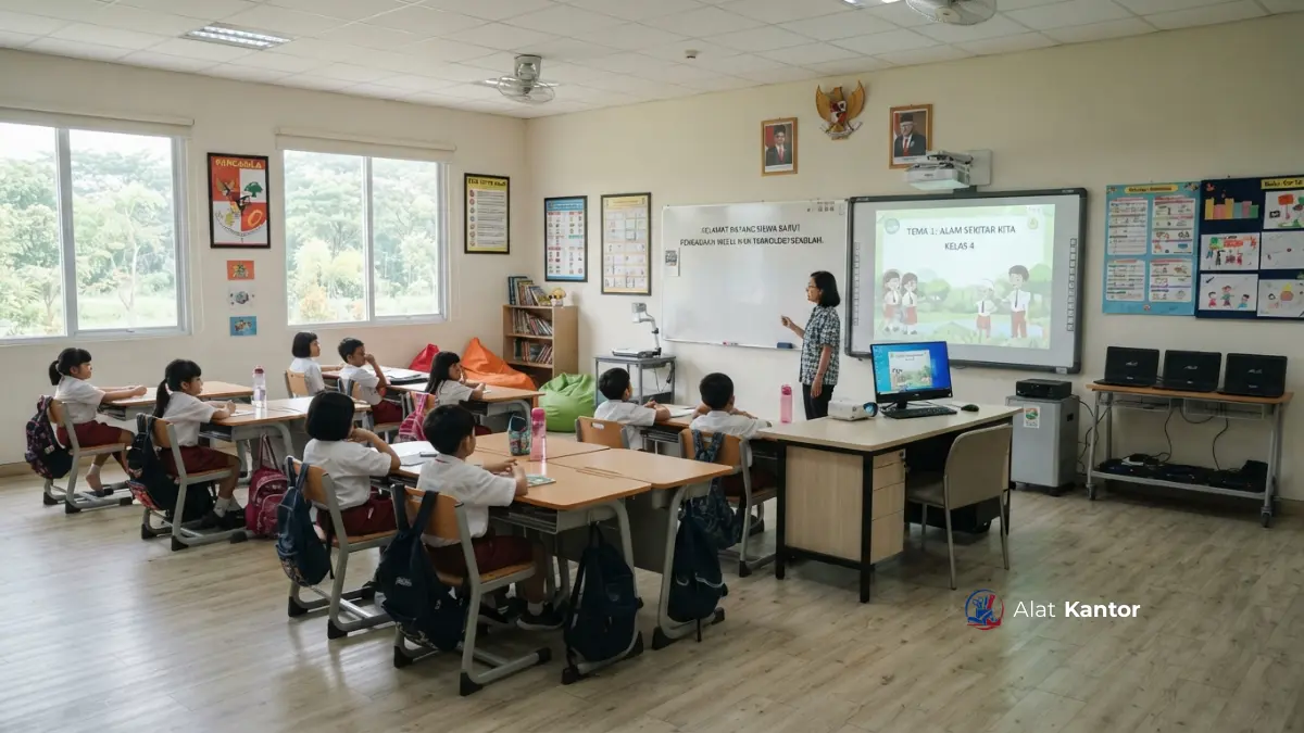 Paket pengadaan kelas baru siap pakai lengkap dengan furniture dan teknologi